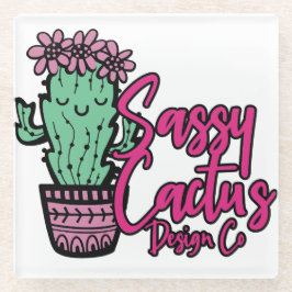 SASSY CACTUS DESIGN GO [logo 1] Glazen Onderzetter
