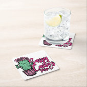 SASSY CACTUS DESIGN GO [logo 1] Vierkante Kartonnen Onderzetter (Insitu)