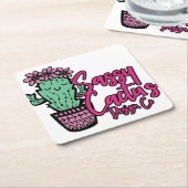 SASSY CACTUS DESIGN GO [logo 1] Vierkante Kartonnen Onderzetter (Schuin)