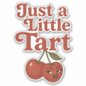 Sassy Cherry Just A Little Tart Retro Rood & Roze Sticker (Voorkant)