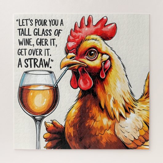 Sassy Chicken Wine Art Puzzle (Vertical)