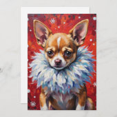 Sassy Chihuahua Dog in Fluffy Winter Fur Collar Feestdagenkaart (Voorkant / Achterkant)