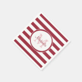 Sassy Deep Red Even Stripes met naam en monogram Servetten (Hoek)