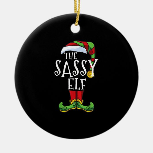 Sassy Elf Family Matching Kerstgroep Funny.pn Keramisch Ornament (Voorkant)