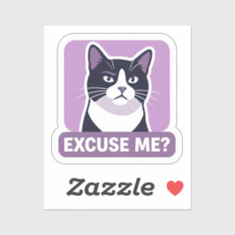 Sassy 'Excuse Me?' Tuxedo Cat  Sticker