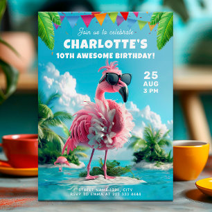 Sassy Flamingo Beach Party, zoete 16 verjaardag Kaart