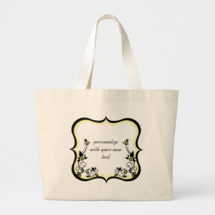 Sassy Floral Lijst Bag, lichtgeel Grote Tote Bag