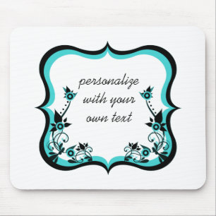 Sassy Floral Lijst Mousepad, Turquoise Muismat