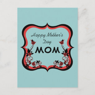 Sassy Floral Moederdag Briefkaart, rood Briefkaart