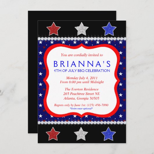 Sassy Fourth of Juli nodigt uit Kaart (Voorkant / Achterkant)