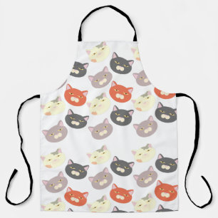 Sassy Fun Cat Head Cartoon Love Pattern Schort