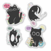 Sassy Funny Motivational Black Cat Sticker Set (Devant)