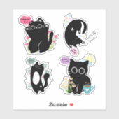 Sassy Funny Motivational Black Cat Sticker Set (Feuille)