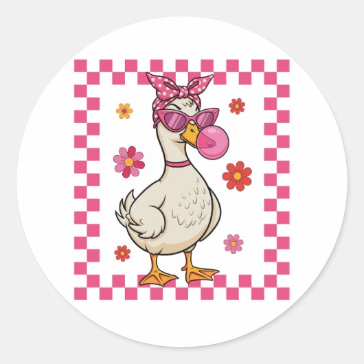 Sassy & Gekke gans Ronde Sticker (Voorkant)