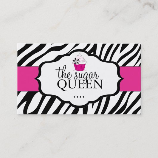 Sassy Gestreepte Kaarten van de Loyaliteit Cupcake Klantenkaartje (Voorkant)