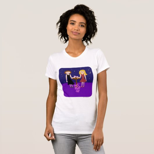 Sassy Girls Night Out Fun Flirty Cartoon T-shirt (Voorkant volledig)