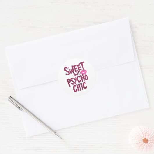 Sassy Girly Humor with Pink Lips Ronde Sticker (Envelop)