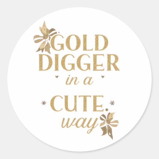 Sassy Gold Typography with Floral Bows Ronde Sticker (Voorkant)