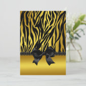 Sassy Gold Zebra Invitation avec Bow (Debout devant)