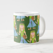 Sassy Groovy Hippie Girl Cartoon Art Extra Grote Beker (Voorkant rechts)