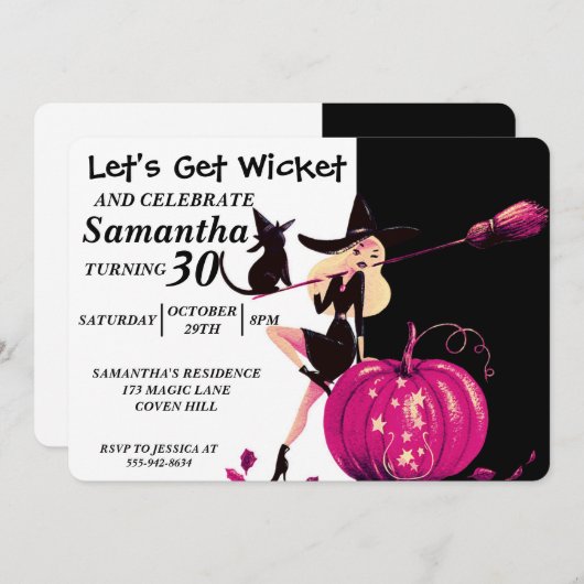 Sassy Halloween Witch Anniversaire Invitation (Devant / Derrière)