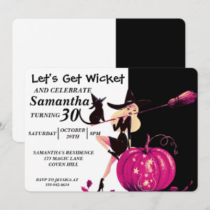 Sassy Halloween Witch Birthday Uitnodiging
