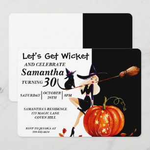 Sassy Halloween Witch Birthday Uitnodiging