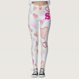 Sassy hartvormige roze print leggings