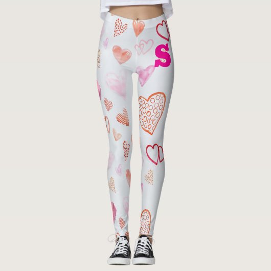 Sassy hartvormige roze print leggings (Voorkant)