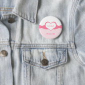 Sassy Heart Fishnet Button, Roze Ronde Button 5,7 Cm (In situ)