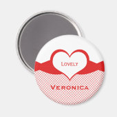 Sassy Heart Fishnet Magnet, Red Magneet (Voorkant / Achterkant)