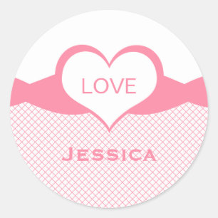 Sassy Heart Fishnet Stickers, roze Ronde Sticker
