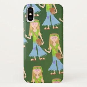 Sassy Hippie Girl Retro Art Fun Pattern iPhone X Hoesje