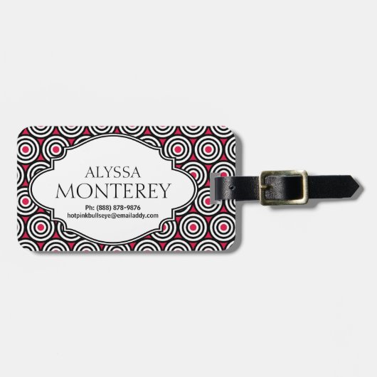 Sassy HOT Pink, persoonlijk Label voor standaard a Bagagelabel (Voorkant horizontaal)