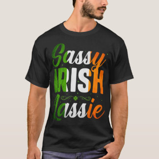 Sassy Ierse Lassie Grappige Vrouwen Meisjes St Pat T-shirt
