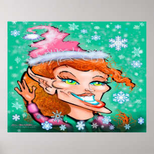 Sassy Kerstmis Elf Poster