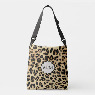 Sassy Leopard Print Monogramed Crossbody Tas
