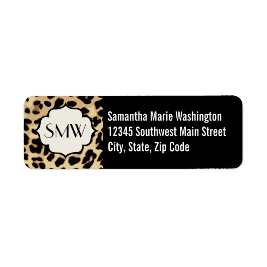 Sassy Leopard Print Monogramed Etiket (Voorkant)