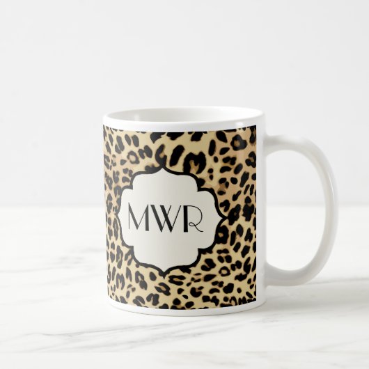 Sassy Leopard Print Monogramed Koffiemok (Rechts)