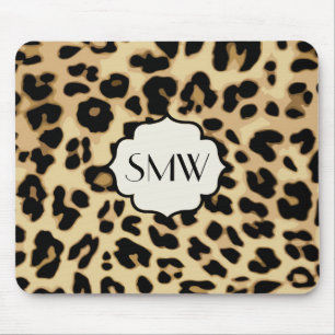 Sassy Leopard Print Monogramed Muismat