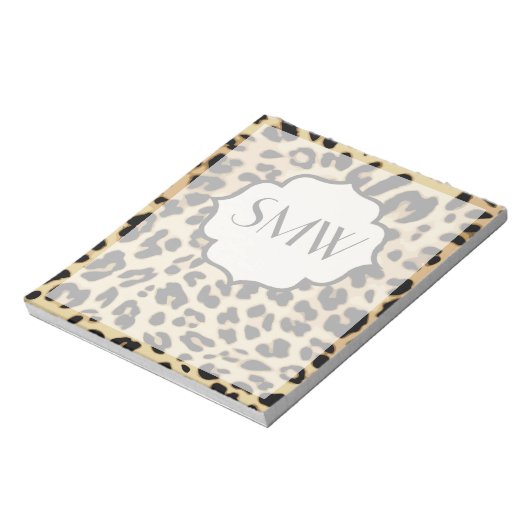 Sassy Leopard Print Monogramed Notitieblok (Gedraaid)