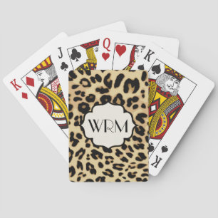 Sassy Leopard Print Monogramed Pokerkaarten