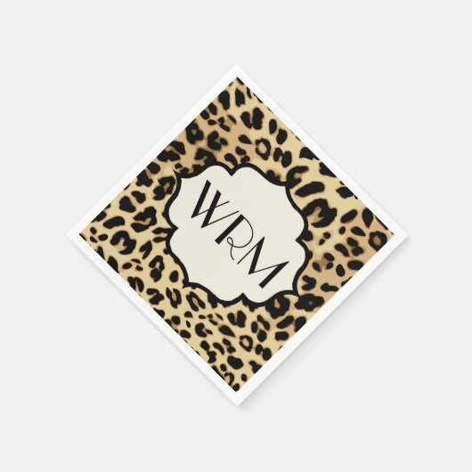 Sassy Leopard Print Monogramed Servetten (Hoek)