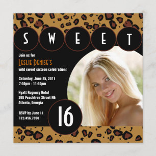 Sassy Leopard Sweet Sixteen Foto uitgenodigd [brui Kaart