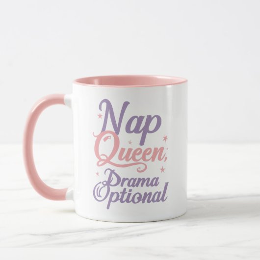 Sassy "Nap Queen" Pastel Typography Mok (Links)