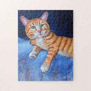 Sassy Oranje Tabby Kattenpuzzel Realistisch Legpuzzel