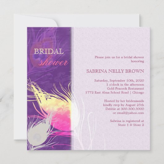 Sassy Peacock Feather Silhouette Vrijgezellenfeest Kaart (Voorkant)