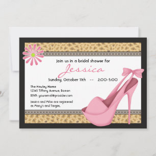 Sassy Pink Heels and Leopard Invitation Kaart