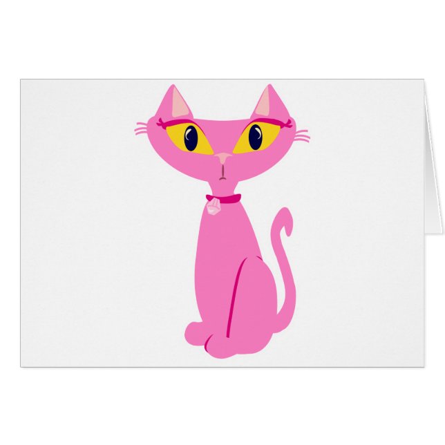 Sassy Pink Retro Cat (Voorkant Horizontaal)
