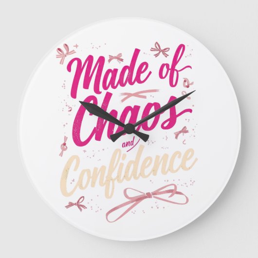 Sassy Pink Typography Chaos And Confidence Grote Klok (Voorkant)